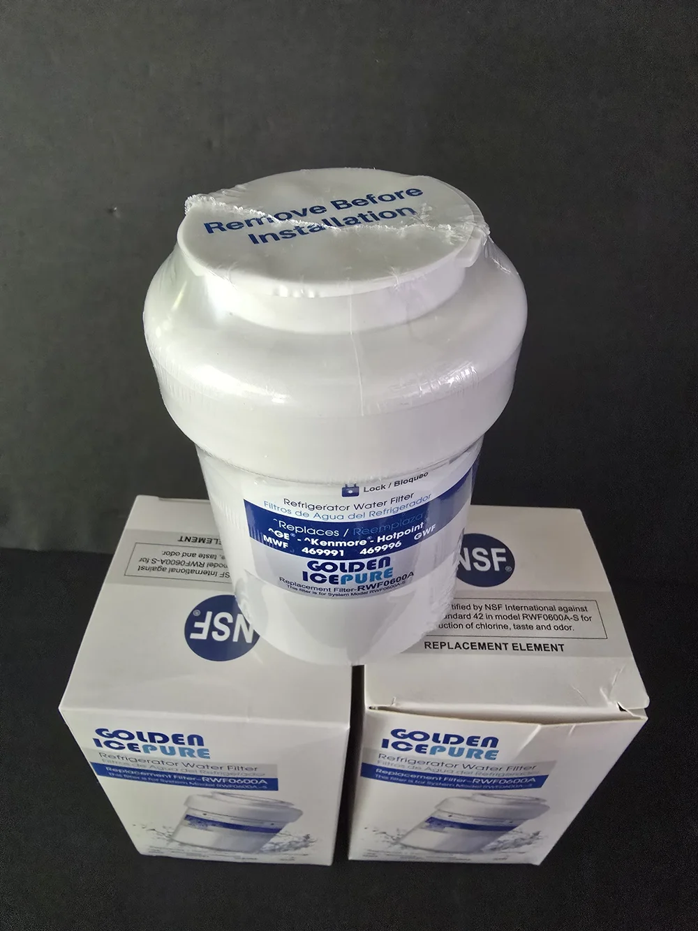 New Golden IcePure Refrigerator Water Filter RWF0600A - Pack of 3